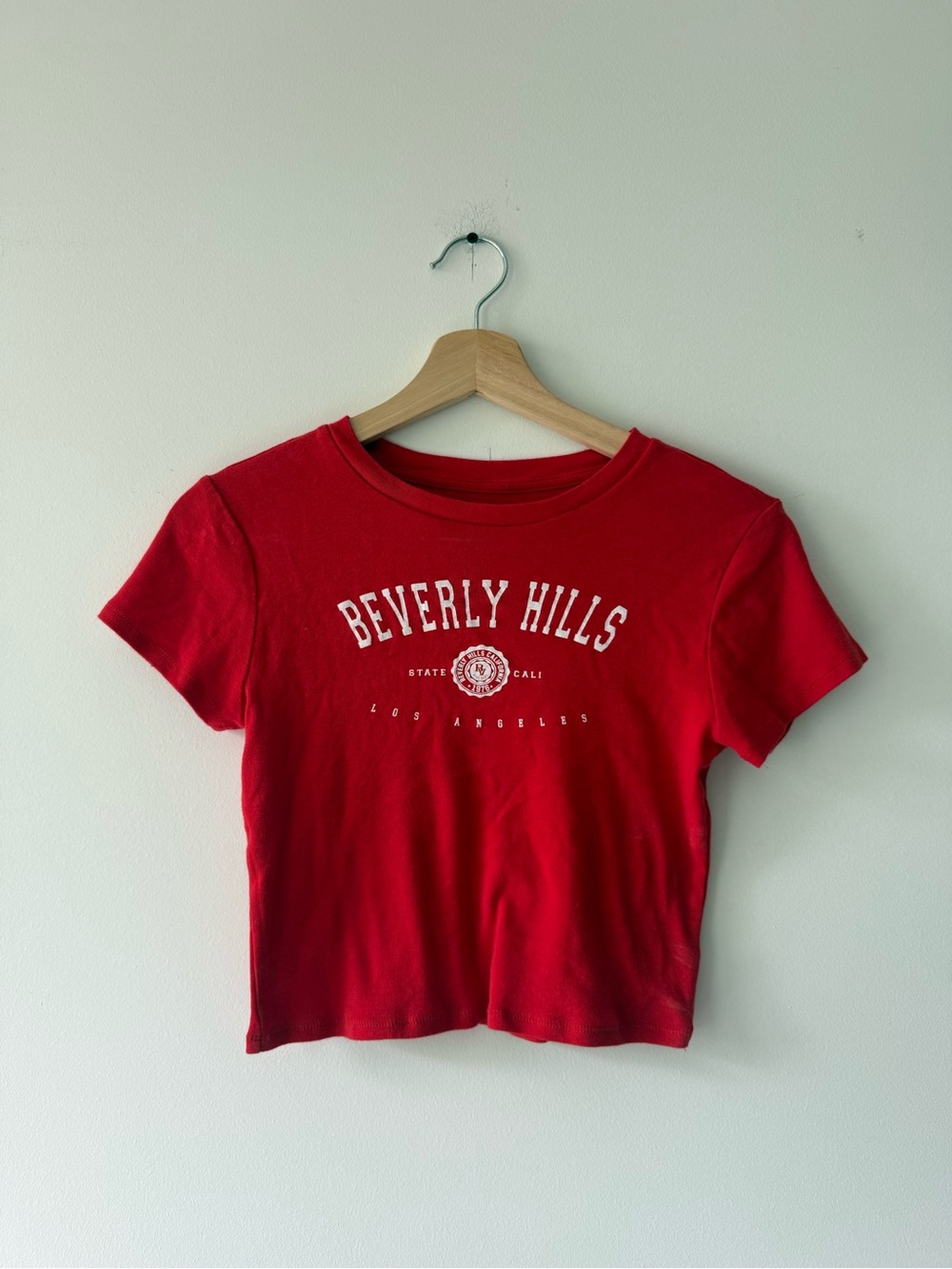 Beverly Hills Red Graphic Crop Tee